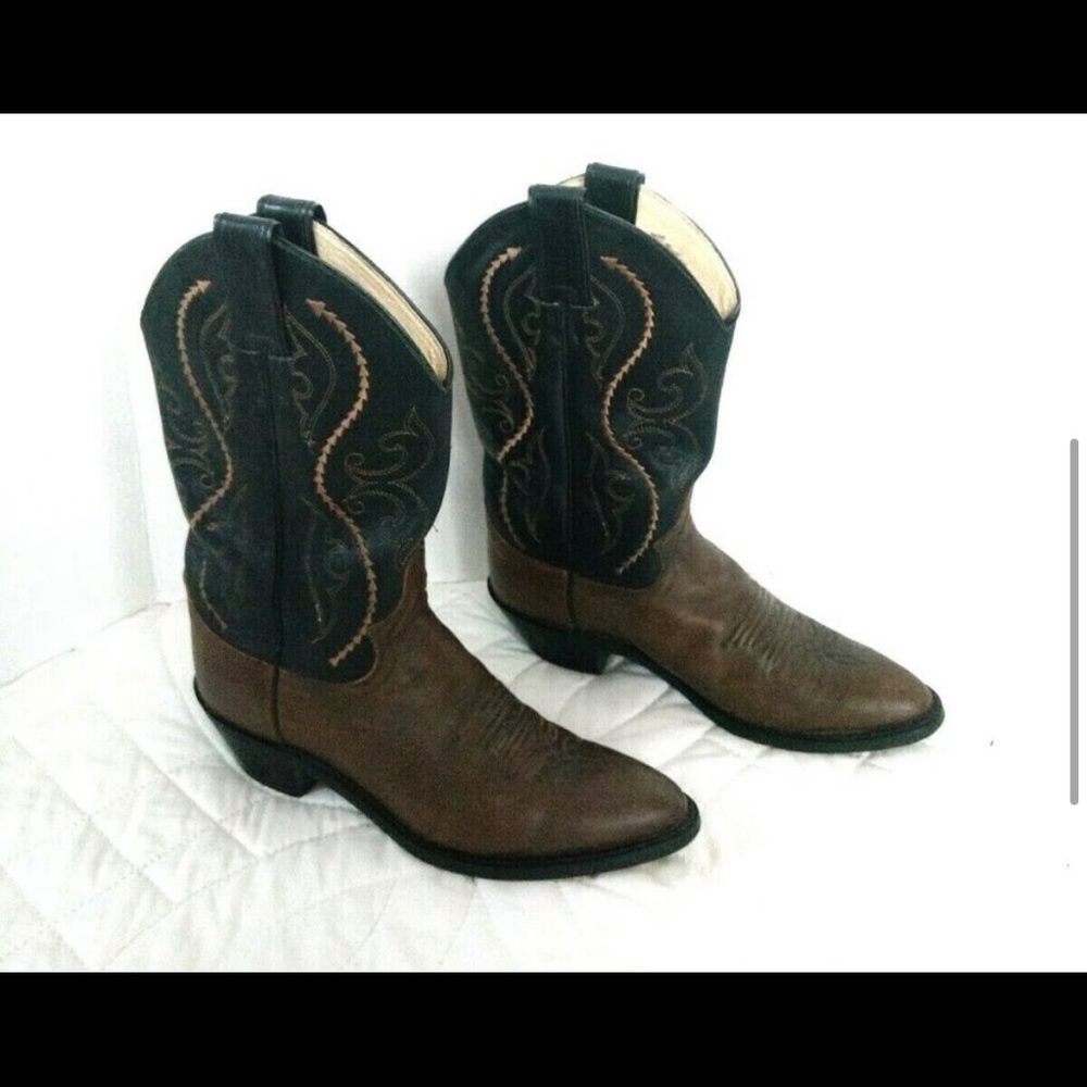 Justin Westerner Cowboy Boots size 7.5 Brown Black
